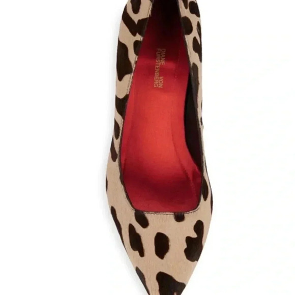 Diane Von Firstenberg Meina Calf Hair Leopard-Print Pumps from Saks GUC Size 7.5 - Picture 2 of 12